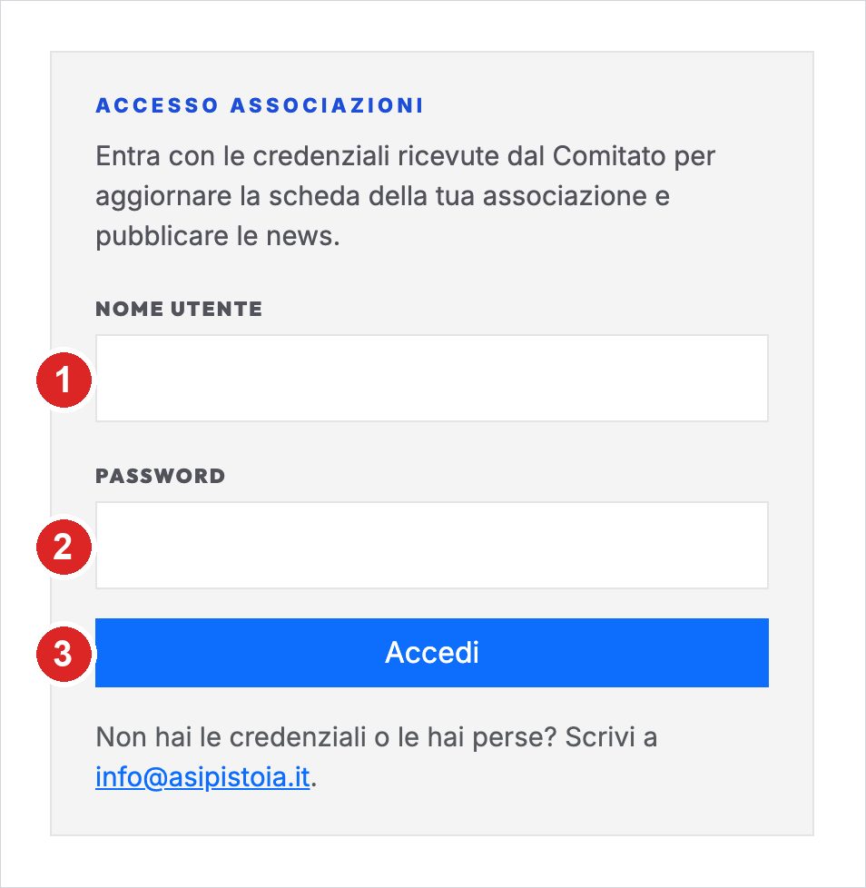 La pagina di accesso all'area riservata